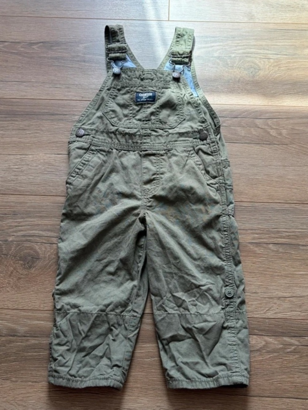 OshKosh Toddler Khaki Colored Overalls size 2T/2A